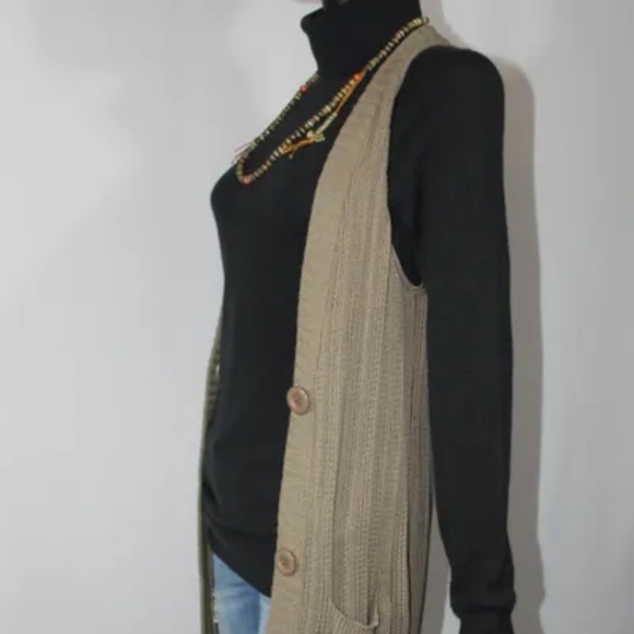 Twenty One Women's Long Cotton Tan Sweater Vest, Size M - Picture 2 of 5